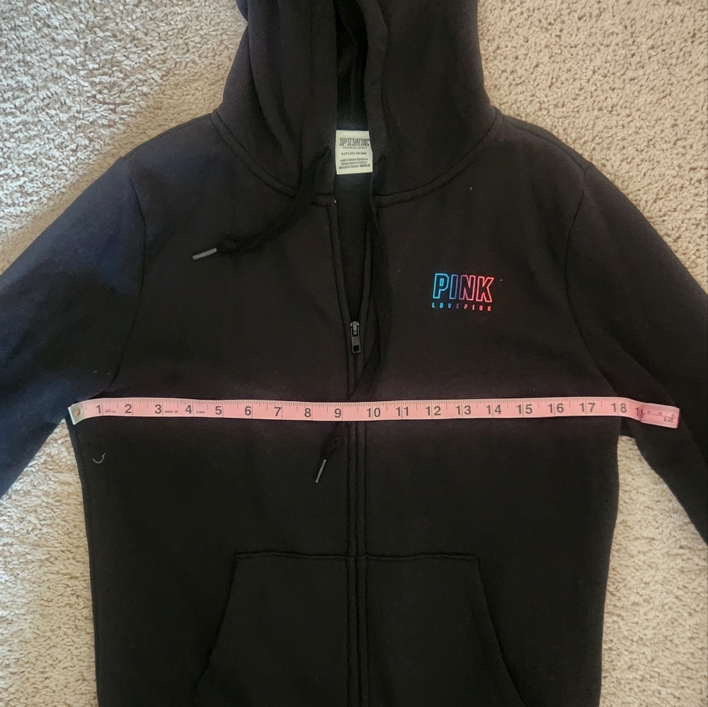 Victoria's Secret Pink Black Hoodie Jacket Size Small - Picture 3 of 6